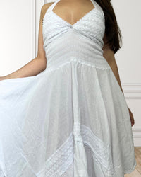 Halterneck tie-front dress - Magnolia - White