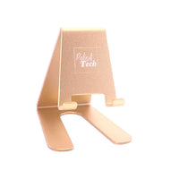 Mobile phone stand / tablet stand made of aluminum - platinum gold