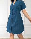 Short-sleeved blouse dress - Lima - Blue