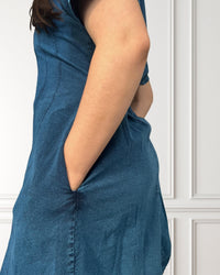 Short-sleeved blouse dress - Lima - Blue