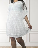 Off-the-shoulder summer dress - Hibisco - White