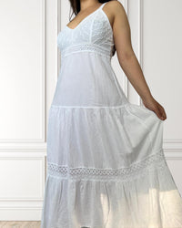 Vestido largo vaporoso - Tevetia - Blanco