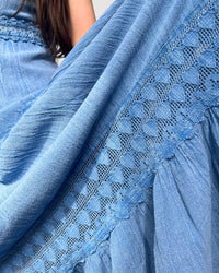 Vestido largo vaporoso - Tevetia - azul claro