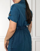 Short-sleeved blouse dress - Lima - Blue