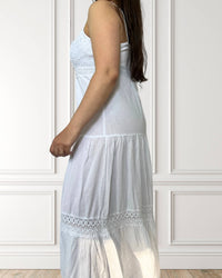 Vestido largo vaporoso - Tevetia - Blanco