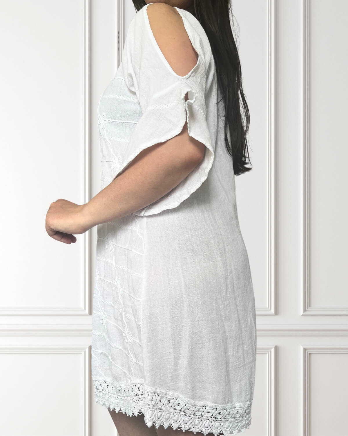Off-the-shoulder summer dress - Hibisco - White