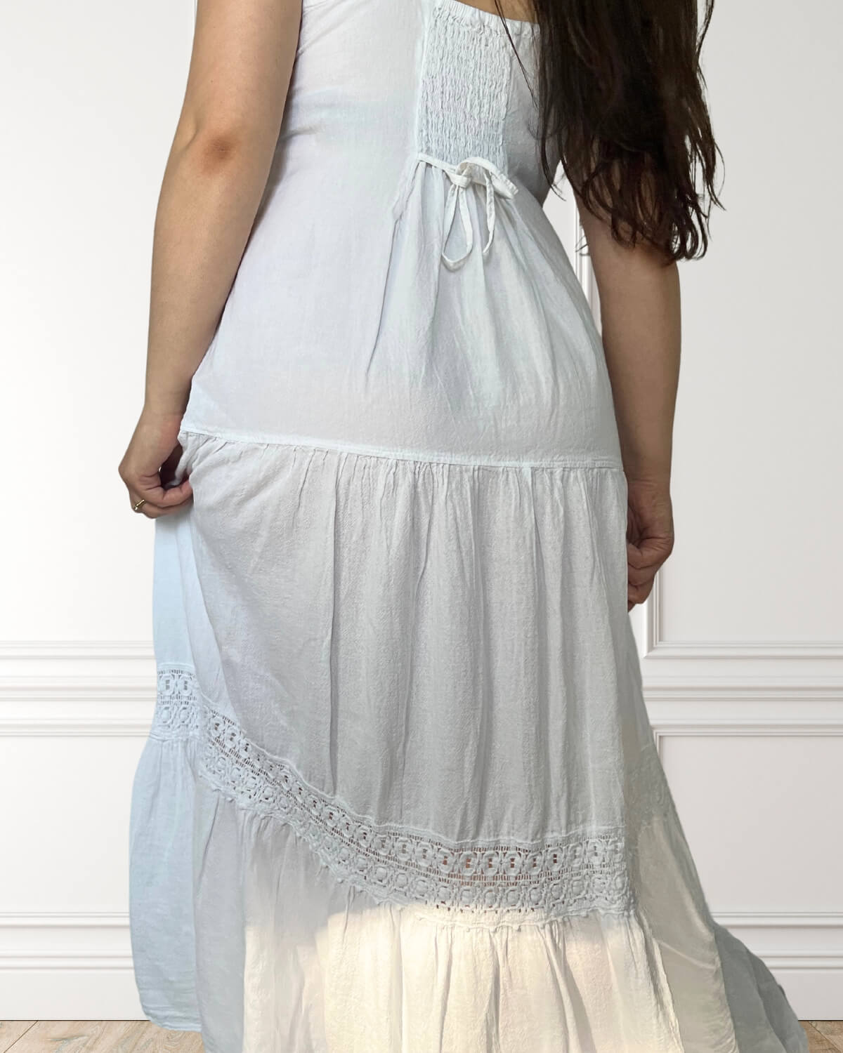 Vestido largo vaporoso - Tevetia - Blanco