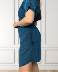 Short-sleeved blouse dress - Lima - Blue