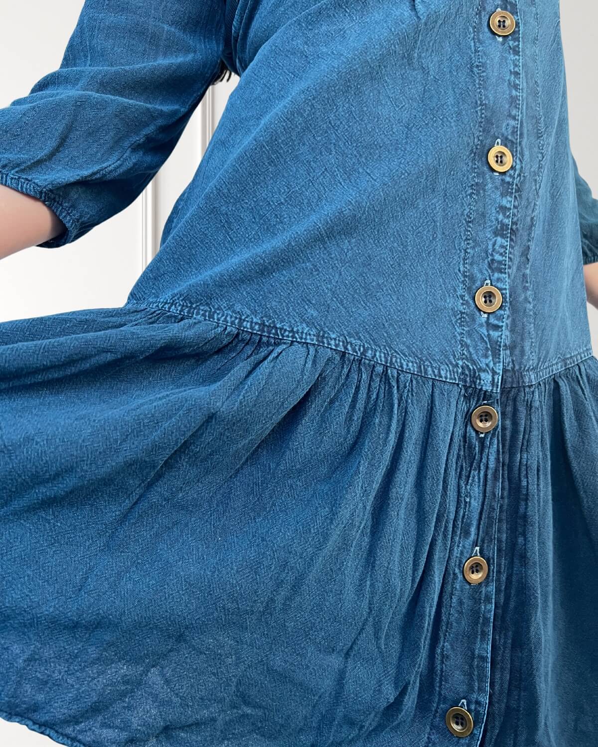 Long-sleeved blouse dress - Henea - Blue