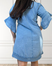 Off-the-shoulder summer dress - Hibisco - Light blue