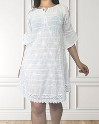 Off-the-shoulder summer dress - Hibisco - White