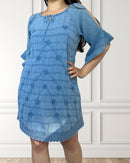 Off-the-shoulder summer dress - Hibisco - Light blue