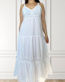 Vestido largo vaporoso - Tevetia - Blanco