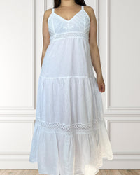 Vestido largo vaporoso - Tevetia - Blanco