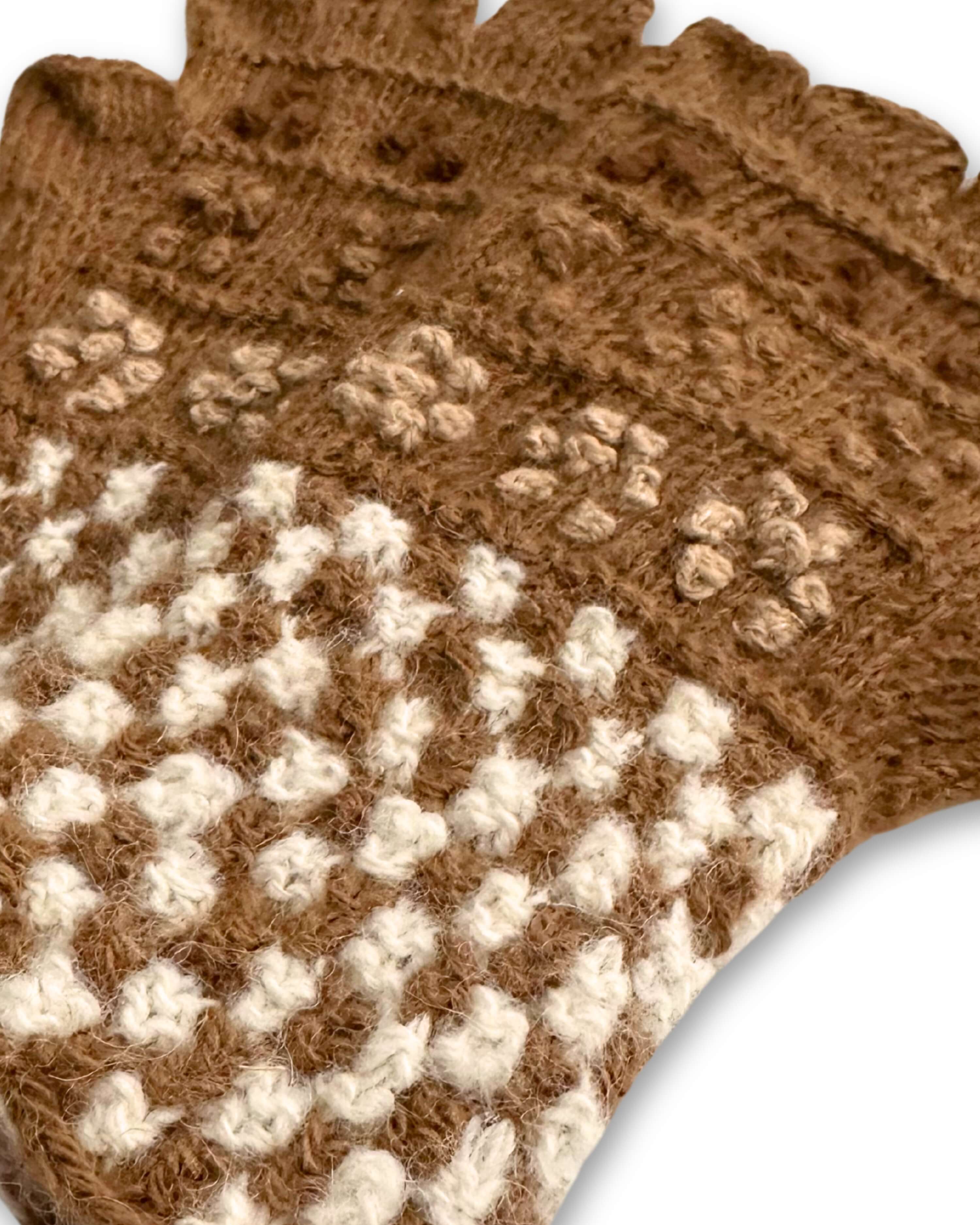 Baby Alpaca Mittens - Trenzas Camel Brown