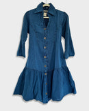 Long-sleeved blouse dress - Henea - Blue