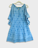 Off-the-shoulder summer dress - Hibisco - Light blue