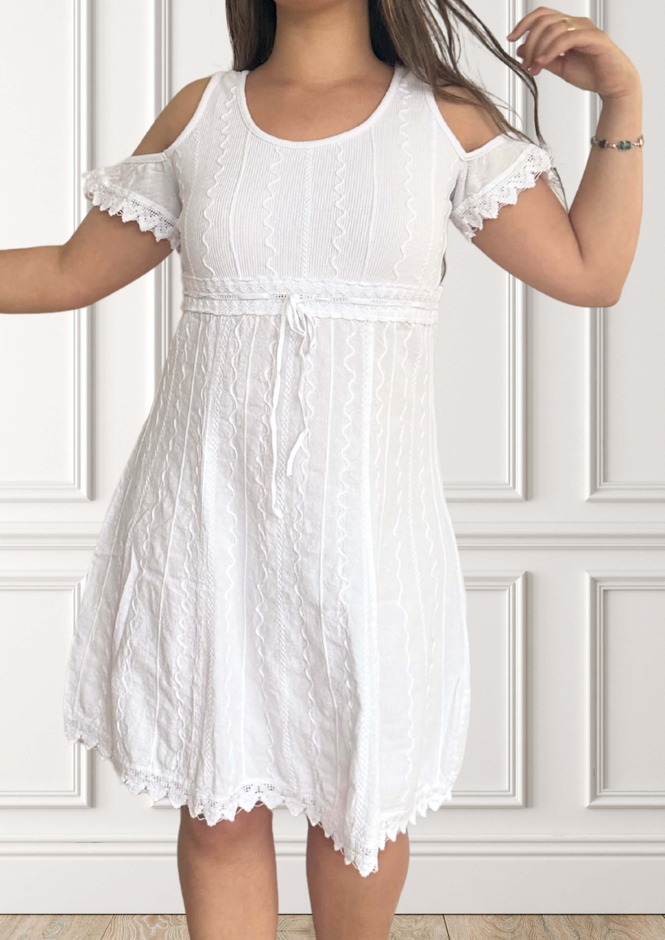Off-shoulder summer dress - Siembra - White