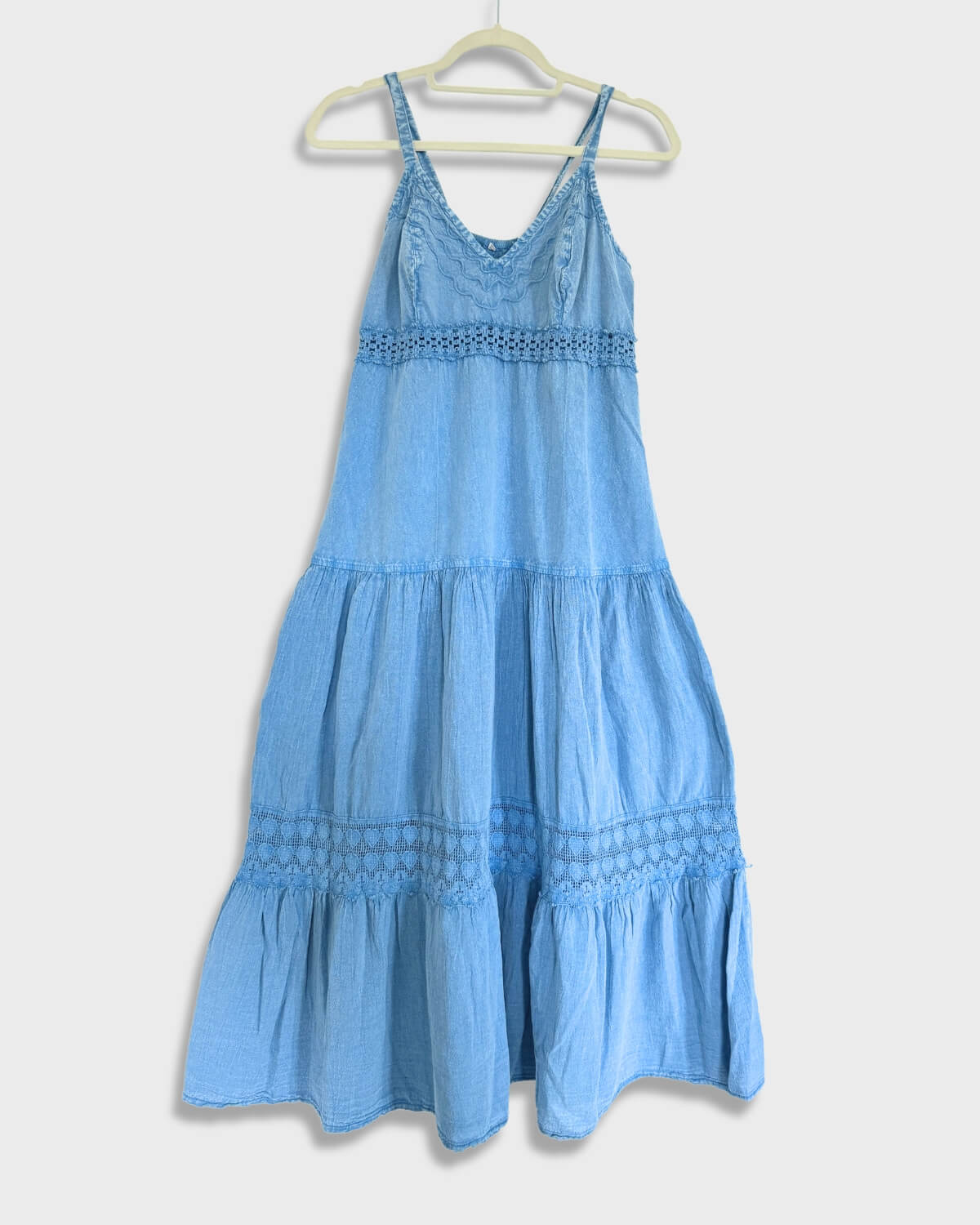 Vestido largo vaporoso - Tevetia - azul claro