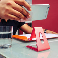 Mobile phone stand / tablet stand made of aluminum - titanium silver